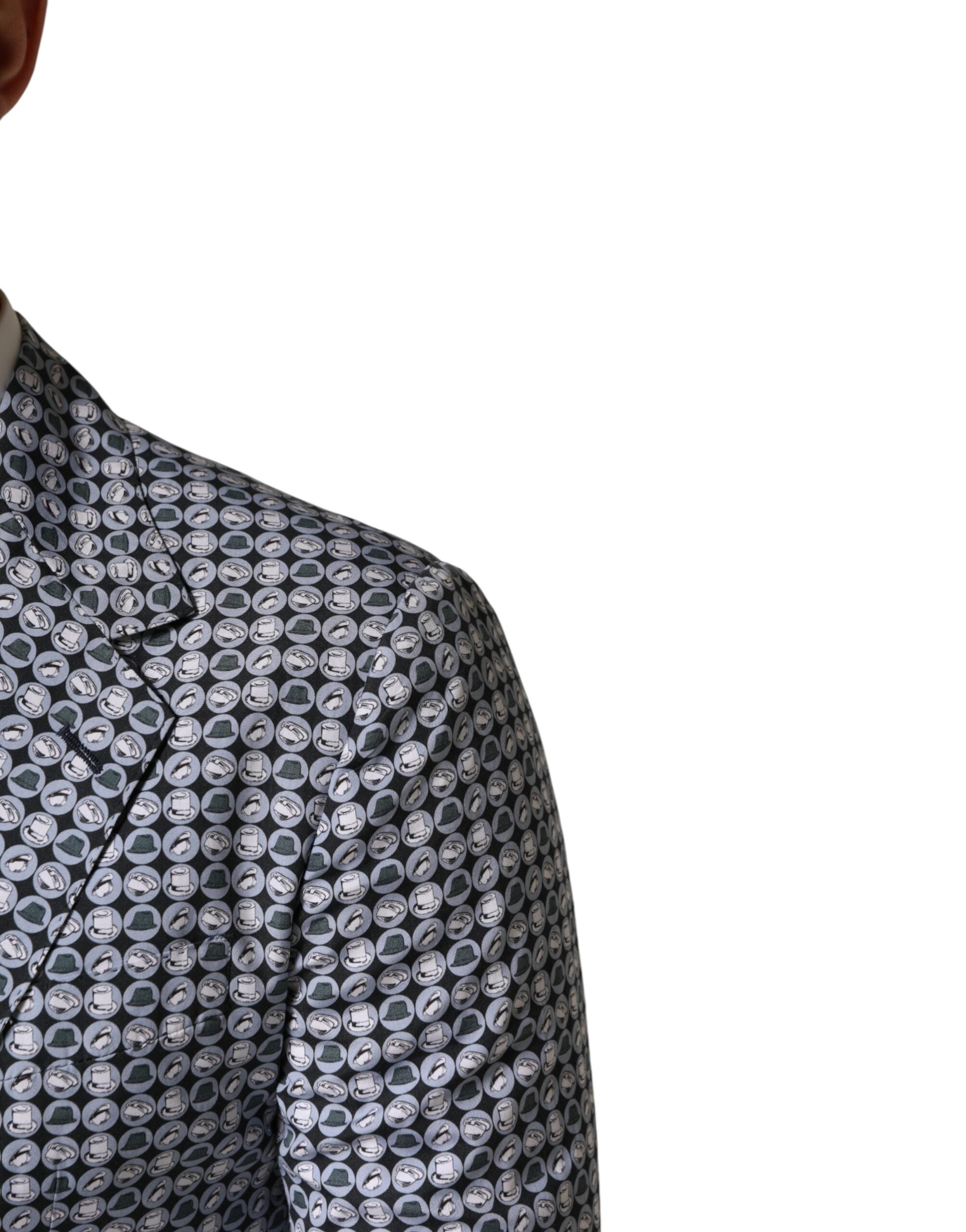 Veste Dolce & Gabbana en coton bleu avec motif à un bouton, veste blazer élégante pour homme.