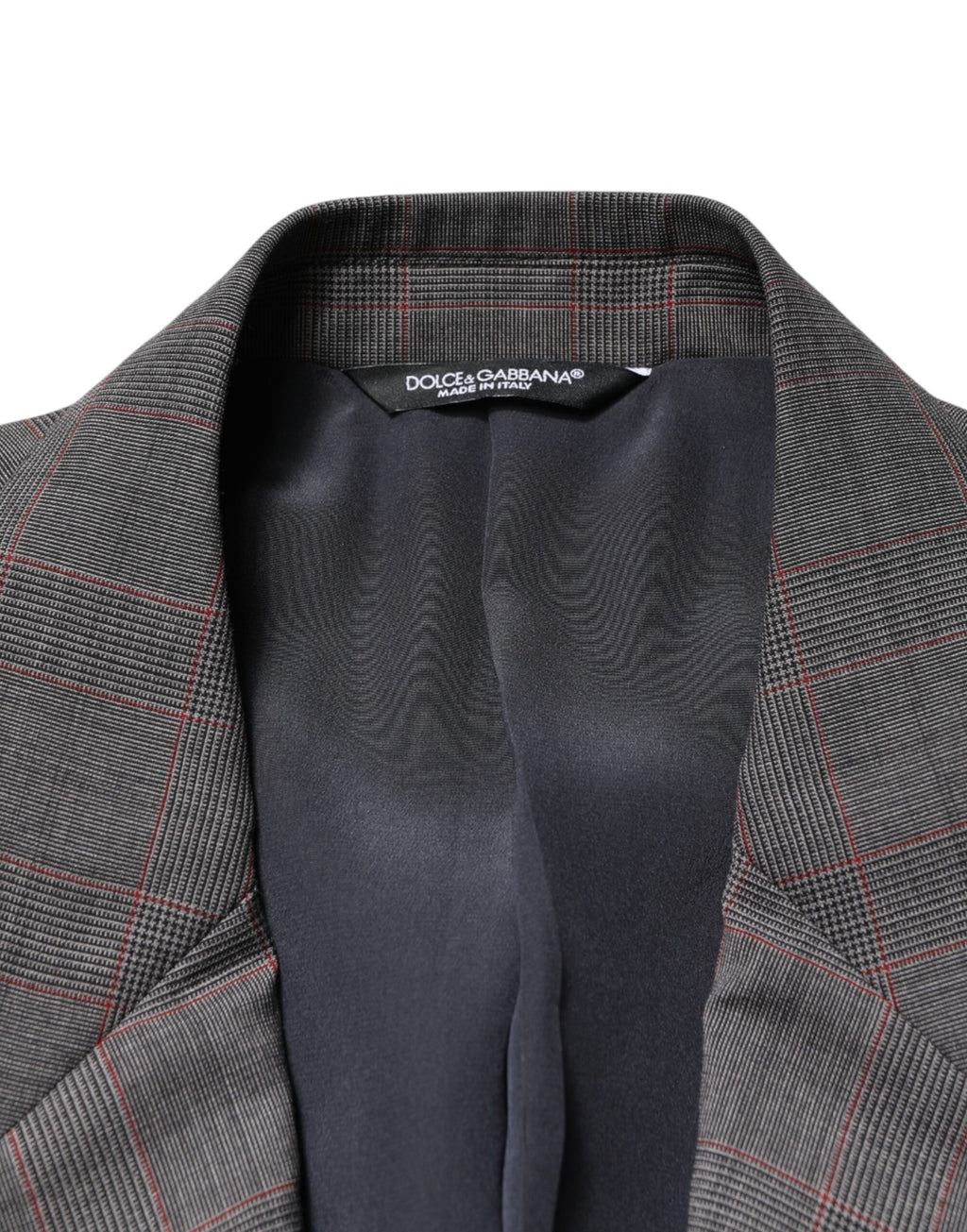 Blazer gris en laine à deux boutons Dolce & Gabbana, veste homme élégante avec coupe classique et détails sophistiqués.