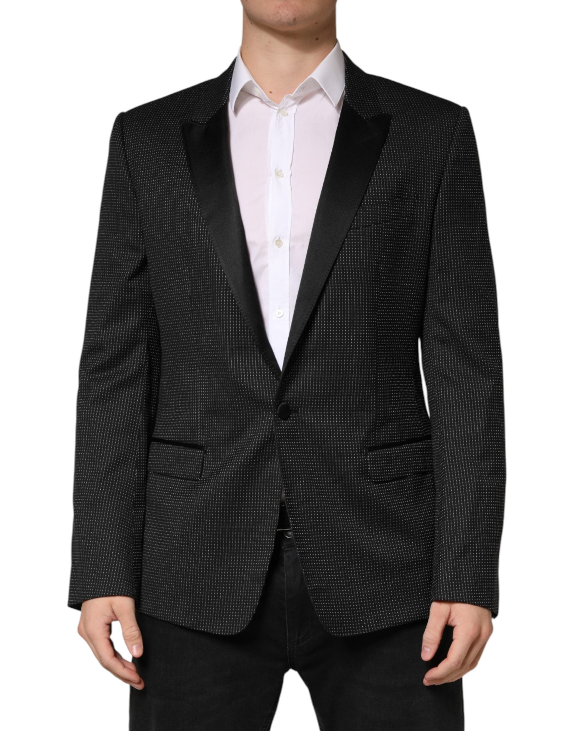 Dolce & Gabbana Dark Gray Fantasy Single Breasted Jacket Blazer