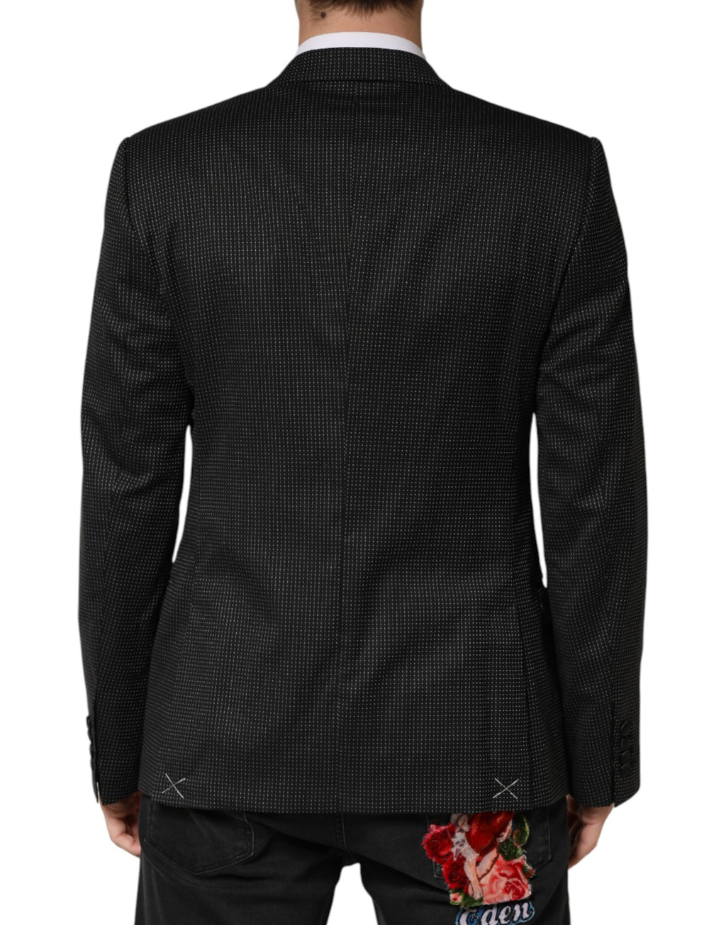 Veste blazer noire Dolce & Gabbana Fantasy à un seul bouton, style élégant et moderne, vue de face sur fond neutre.