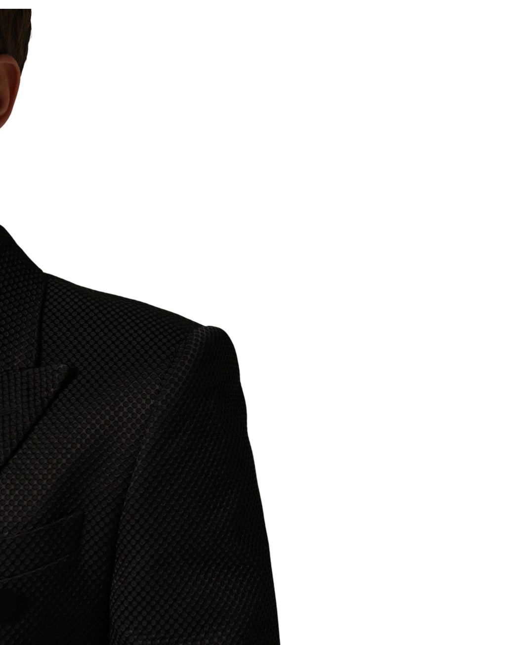 Blazer noir en coton Dolce & Gabbana à double boutonnage et double rangée de boutons, élégant et classique.