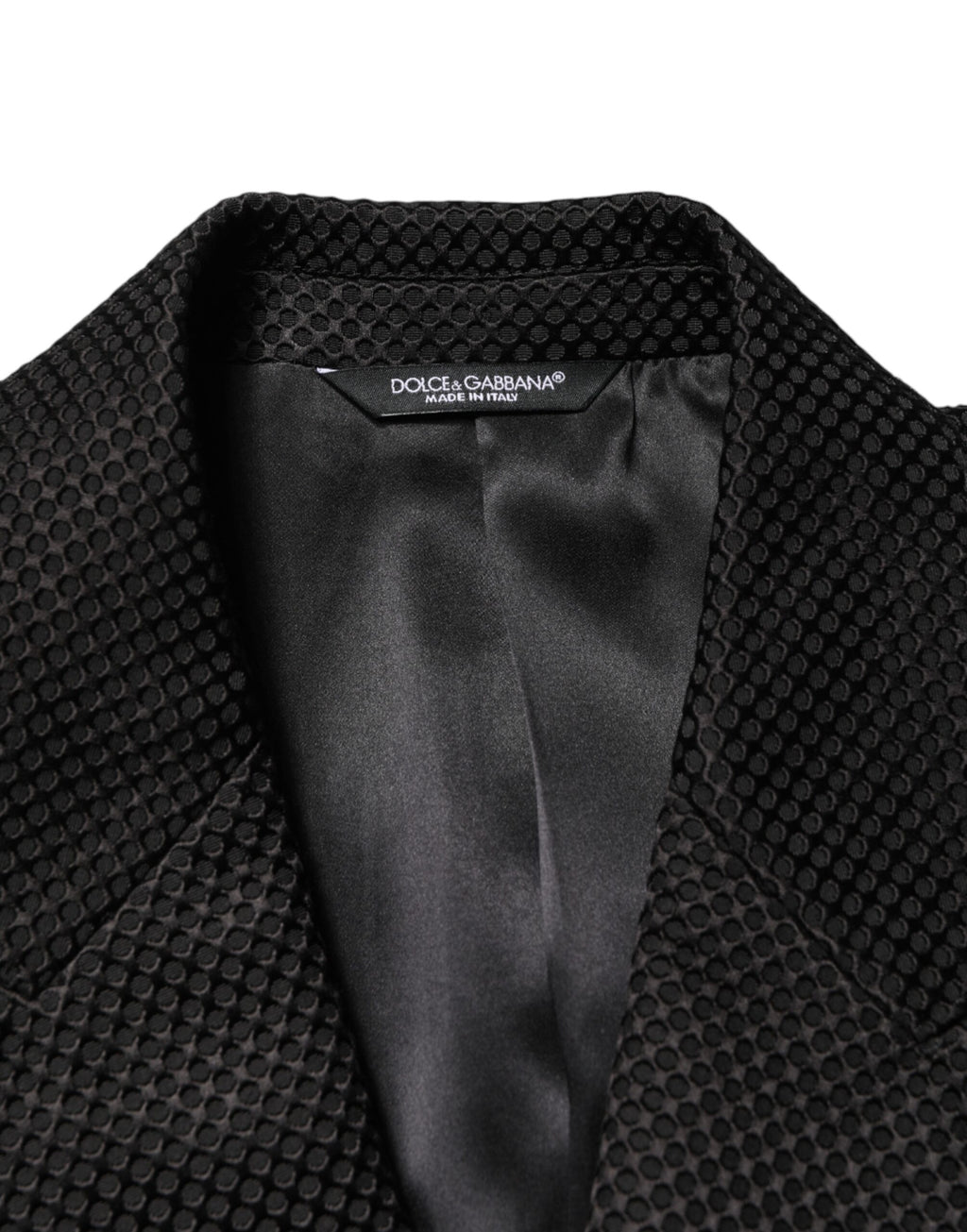 Blazer noir en coton de Dolce & Gabbana, coupe double boutonnage et style élégant, aperçu en image.