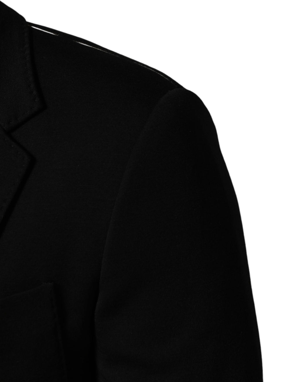 Blazer noir en laine à 2 boutons Dolce & Gabbana, veste élégante à coupe classique, détail en tissu fin.