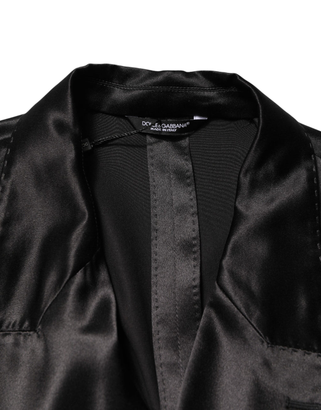 Veste blazer noire en soie Dolce & Gabbana à double boutonnage, style élégant et sophistiqué pour femme.