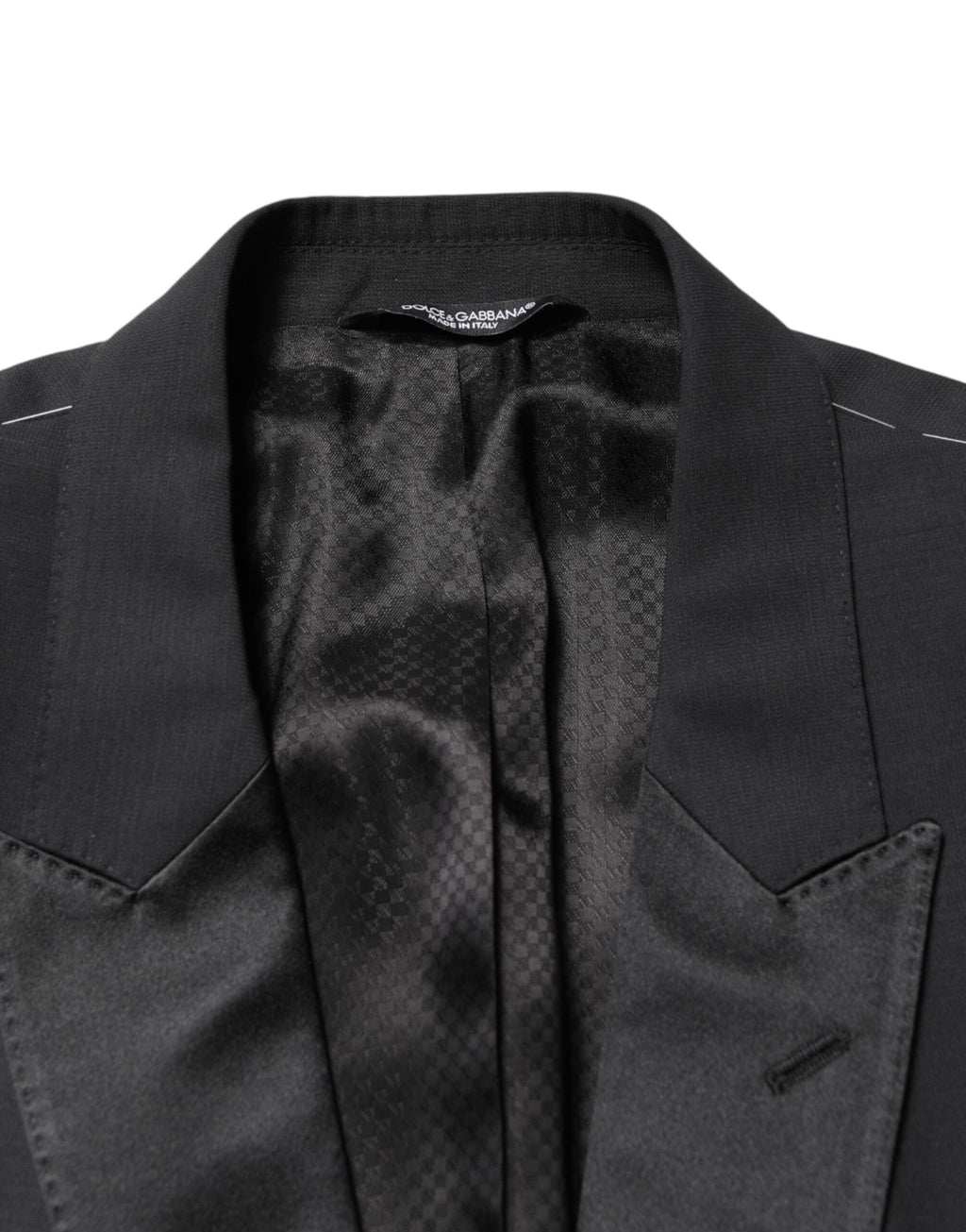 Veste blazer noire Dolce & Gabbana Martini à coupe simple, en tissu élégant, vue de face sur fond neutre.