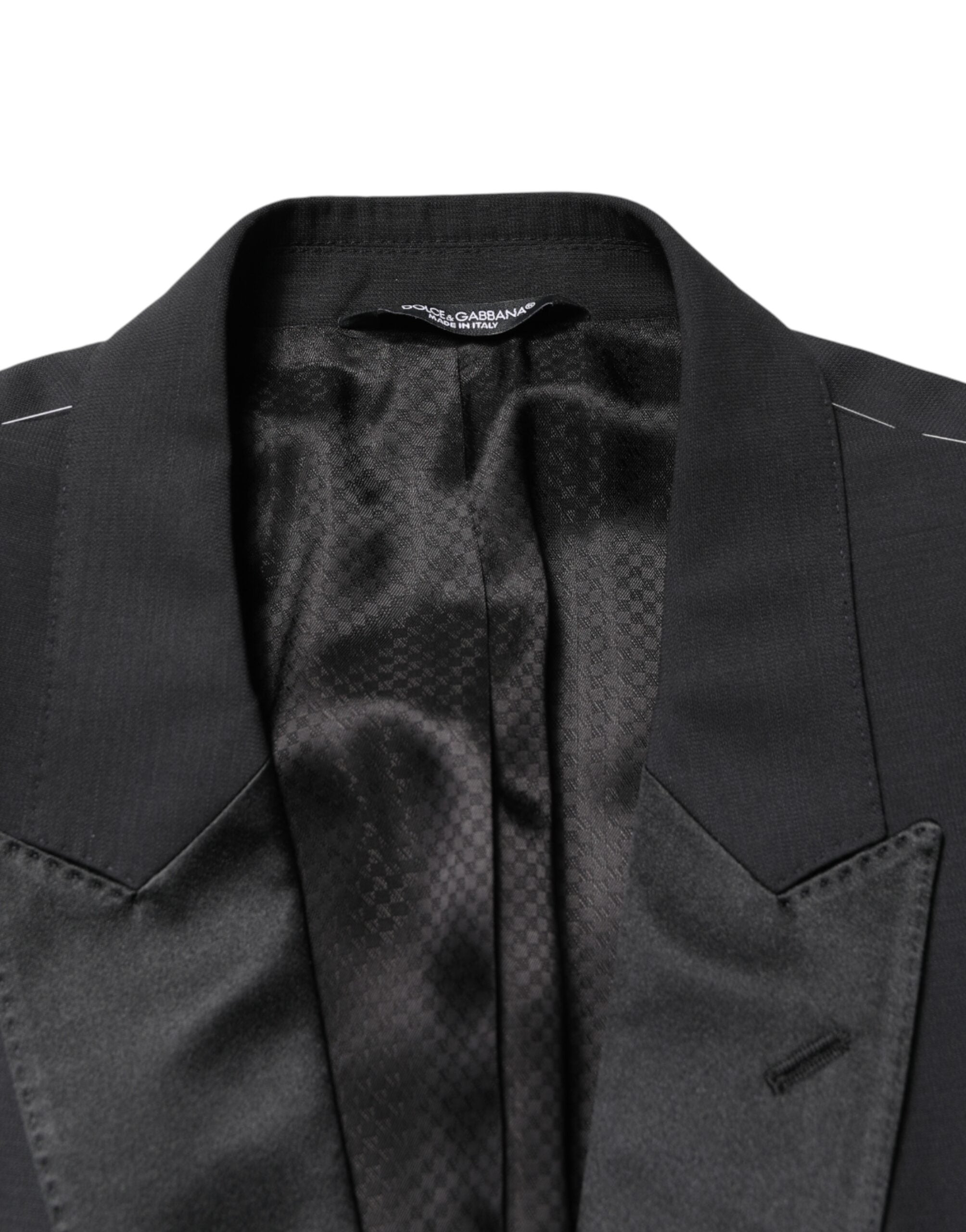 Veste blazer noire Dolce & Gabbana Martini à coupe simple, en tissu élégant, vue de face sur fond neutre.