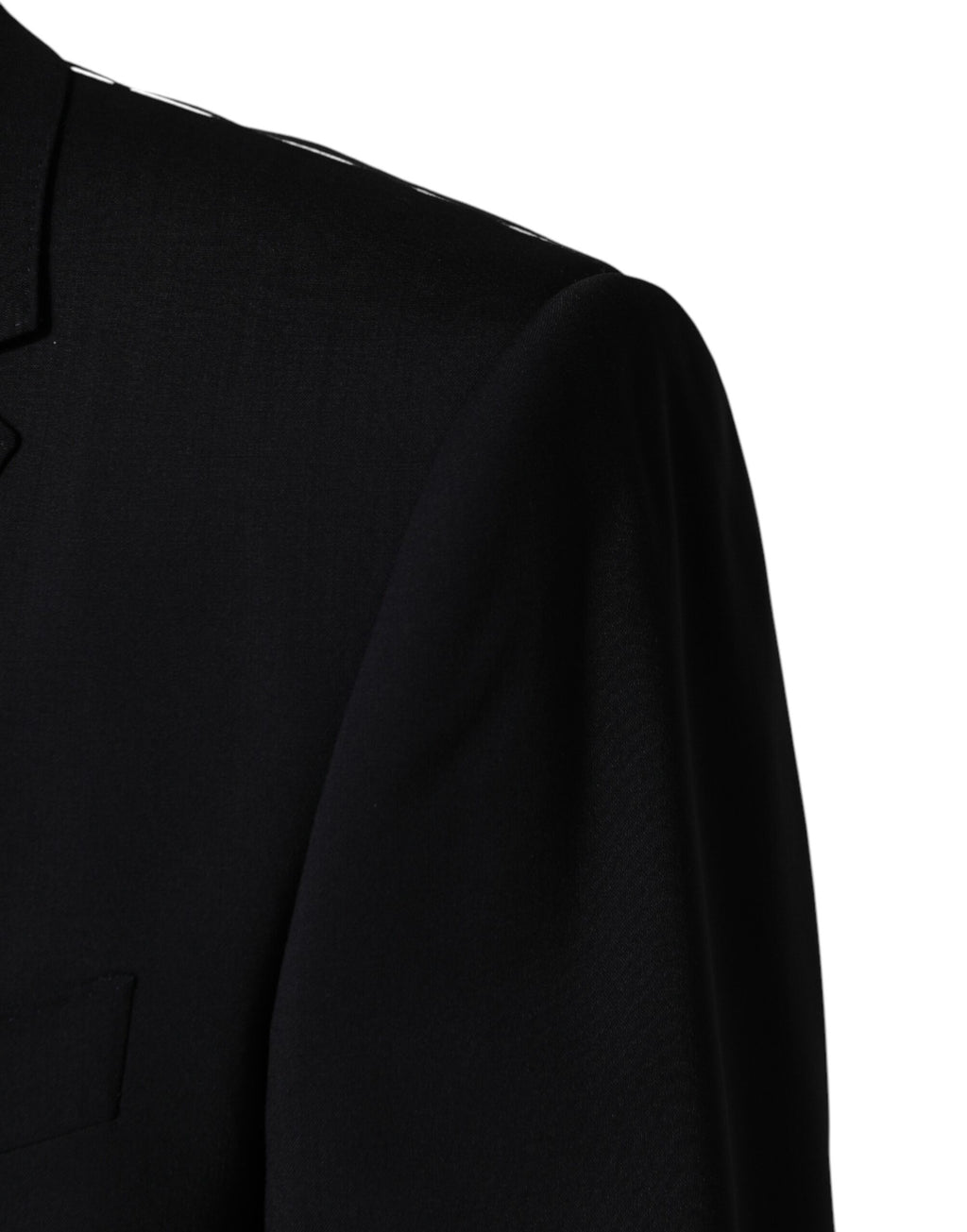Blazer noir en laine Dolce & Gabbana à deux boutons, coupe single breasted, élégant et sophistiqué.