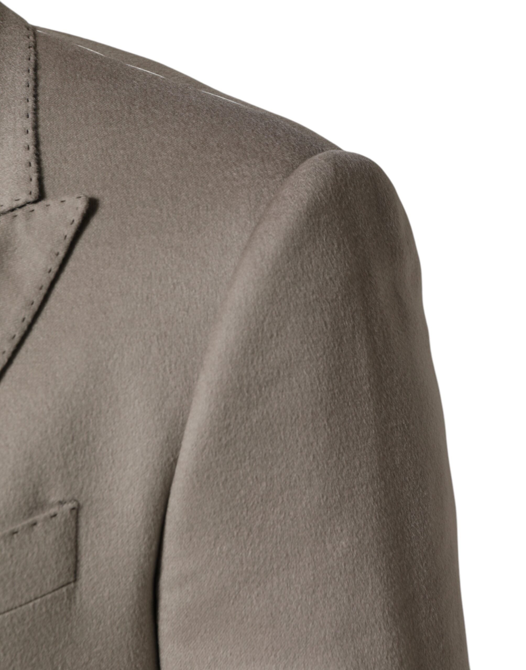 Veste blazer gris en cachemire Dolce & Gabbana, à simple boutonnage, élégante et raffinée, vue de face.