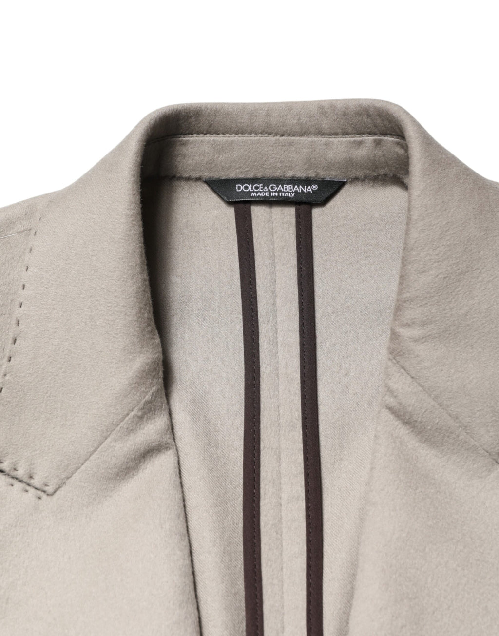 Veste blazer en cachemire gris Dolce & Gabbana à coupe simple avec boutons devant, élégante et sophistiquée.