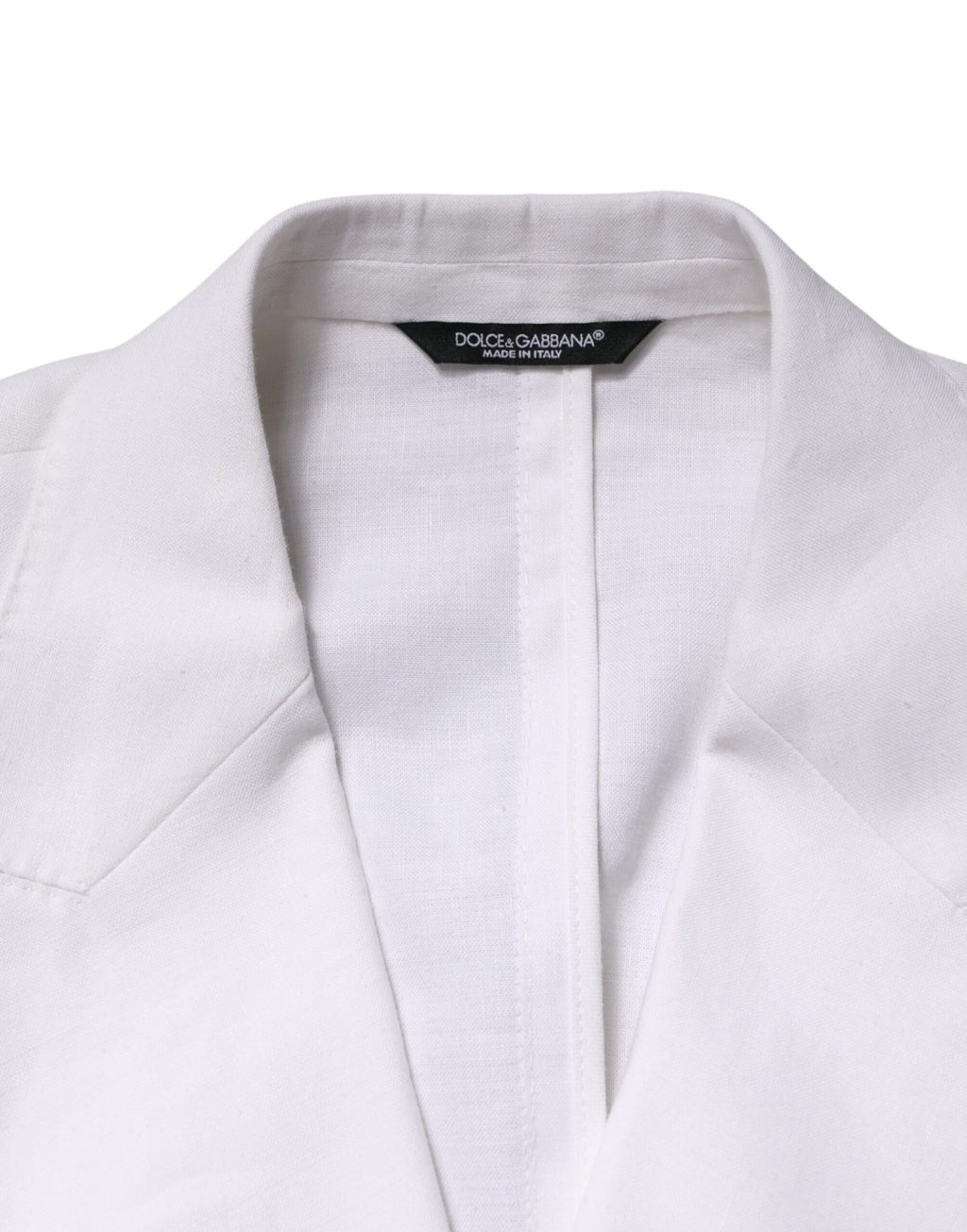 Blazer blanc en lin à double boutonnage Dolce & Gabbana, veste élégante pour homme avec boutons doubles.