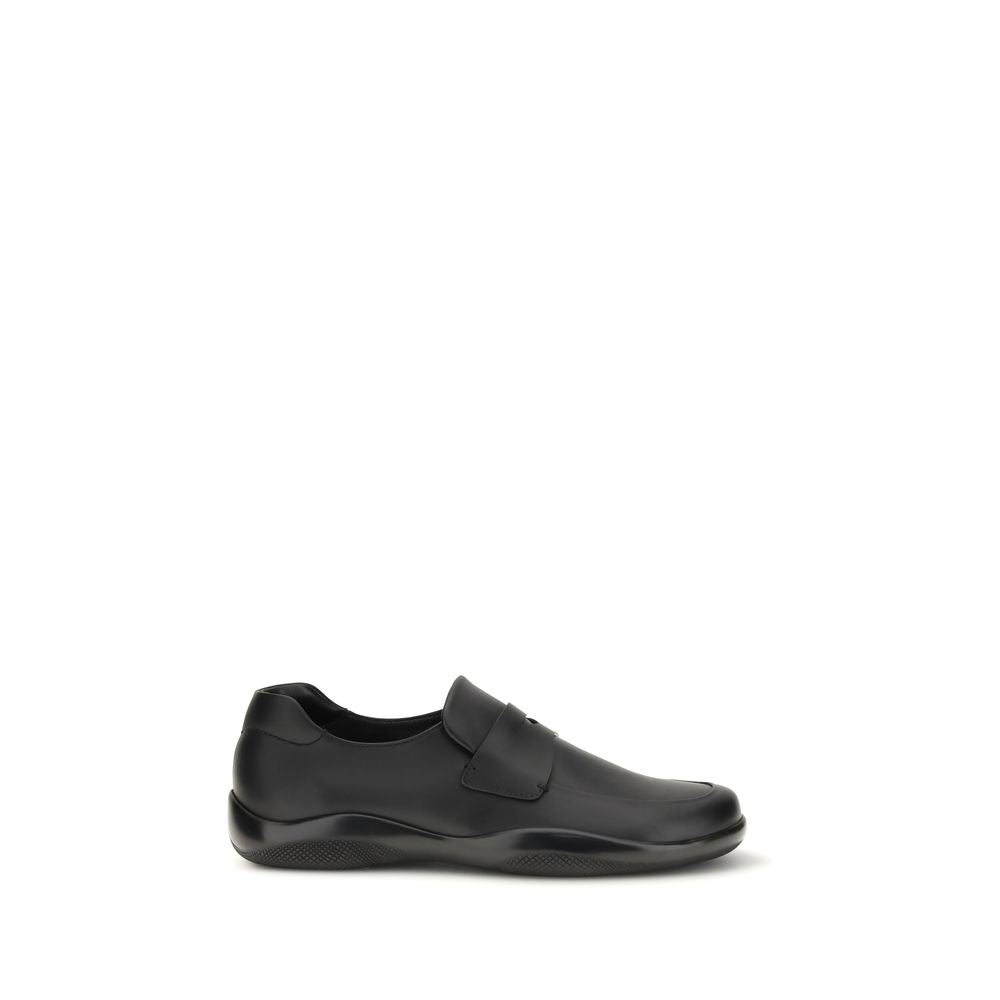 Prada Black Calf Leather Bos Taurus Slipper-Loafer
