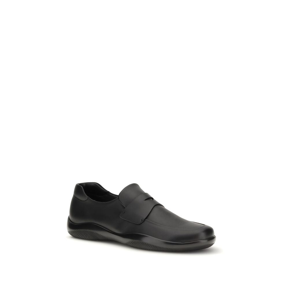 Prada Black Calf Leather Bos Taurus Slipper-Loafer