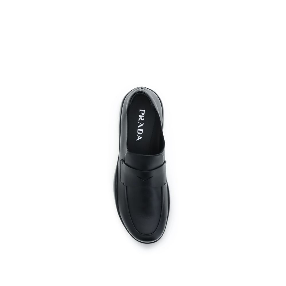 Prada Black Calf Leather Bos Taurus Slipper-Loafer