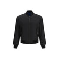 Veste en polyamide noire de Versace, style moderne et élégante, visible avec fermeture éclair et logo distinctif.