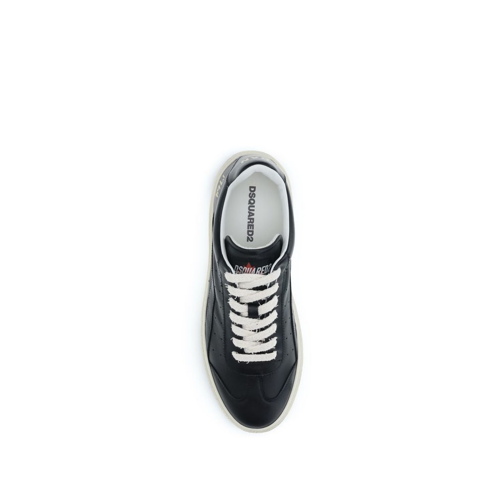 Chaussures basses en cuir de veau noir Dsquared² Bos Taurus pour homme, style décontracté et élégant.