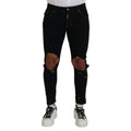 Pantalon skinny en coton noir de Dsquared², ajusté et tendance, avec une coupe élégante pour un look moderne.