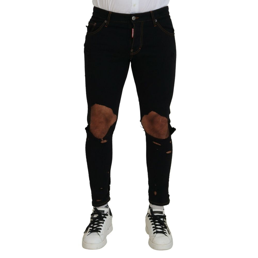 Pantalon skinny en coton noir de Dsquared², ajusté et tendance, avec une coupe élégante pour un look moderne.