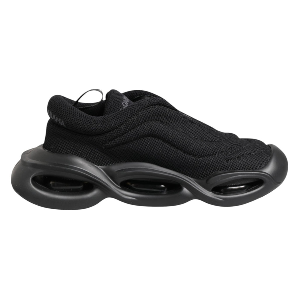 Chaussures sneakers basses noires Dolce & Gabbana Slip On Wave, style décontracté avec design moderne et confortable.