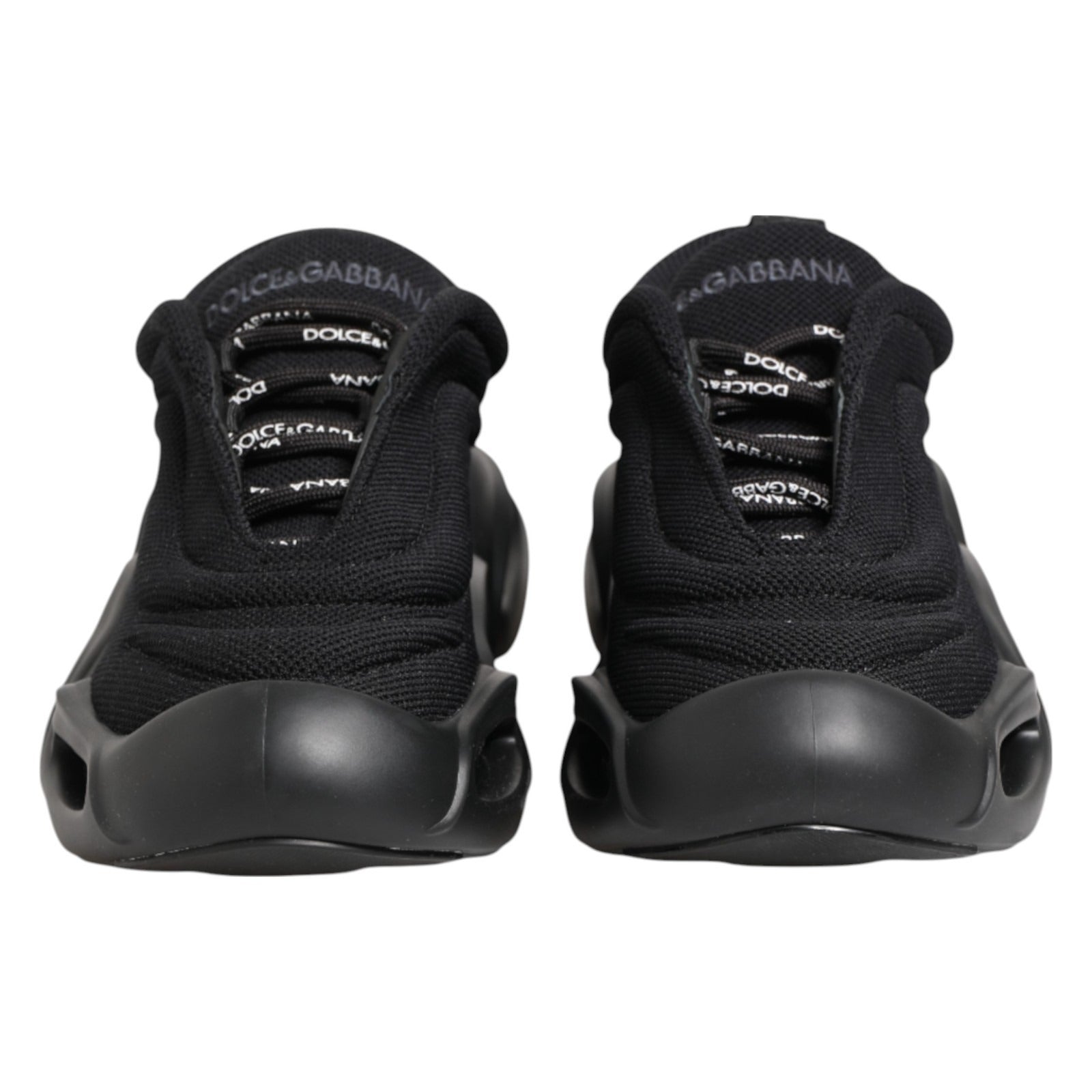 Chaussures Dolce & Gabbana sneakers basses noires à vagues, slip-on, mode décontractée, vue de face.