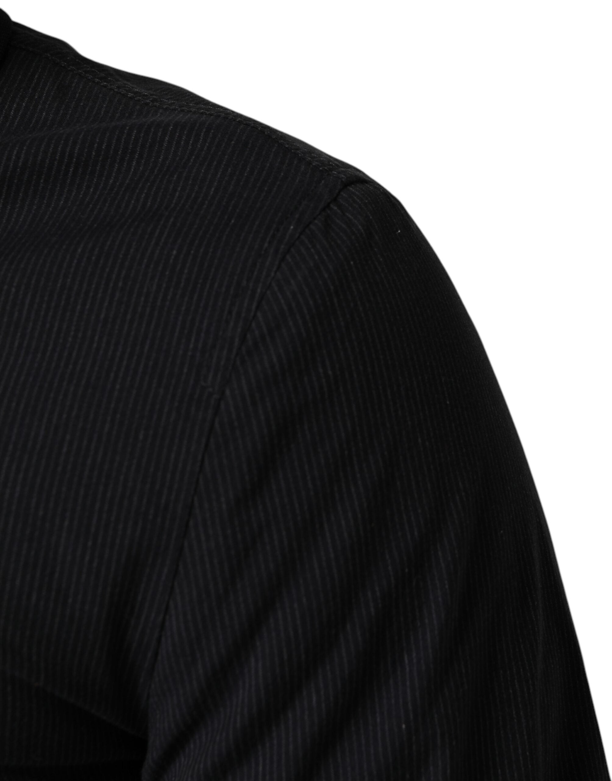 Veste bomber homme Dolce & Gabbana en coton bleu foncé avec fermeture éclair complète et col côtelé.