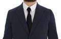 Blazer décontracté en coton extensible bleu de Dolce & Gabbana, style casual, visible avec col et boutons.