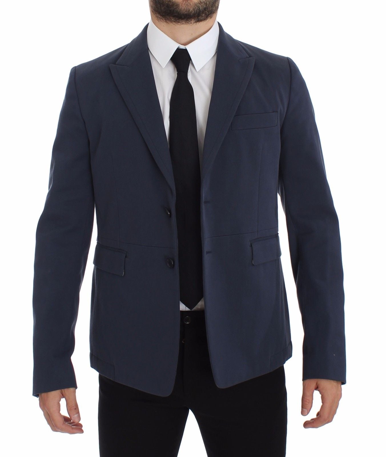 Blazer casual en coton extensible bleu de Dolce & Gabbana, veste élégante et confortable pour homme.