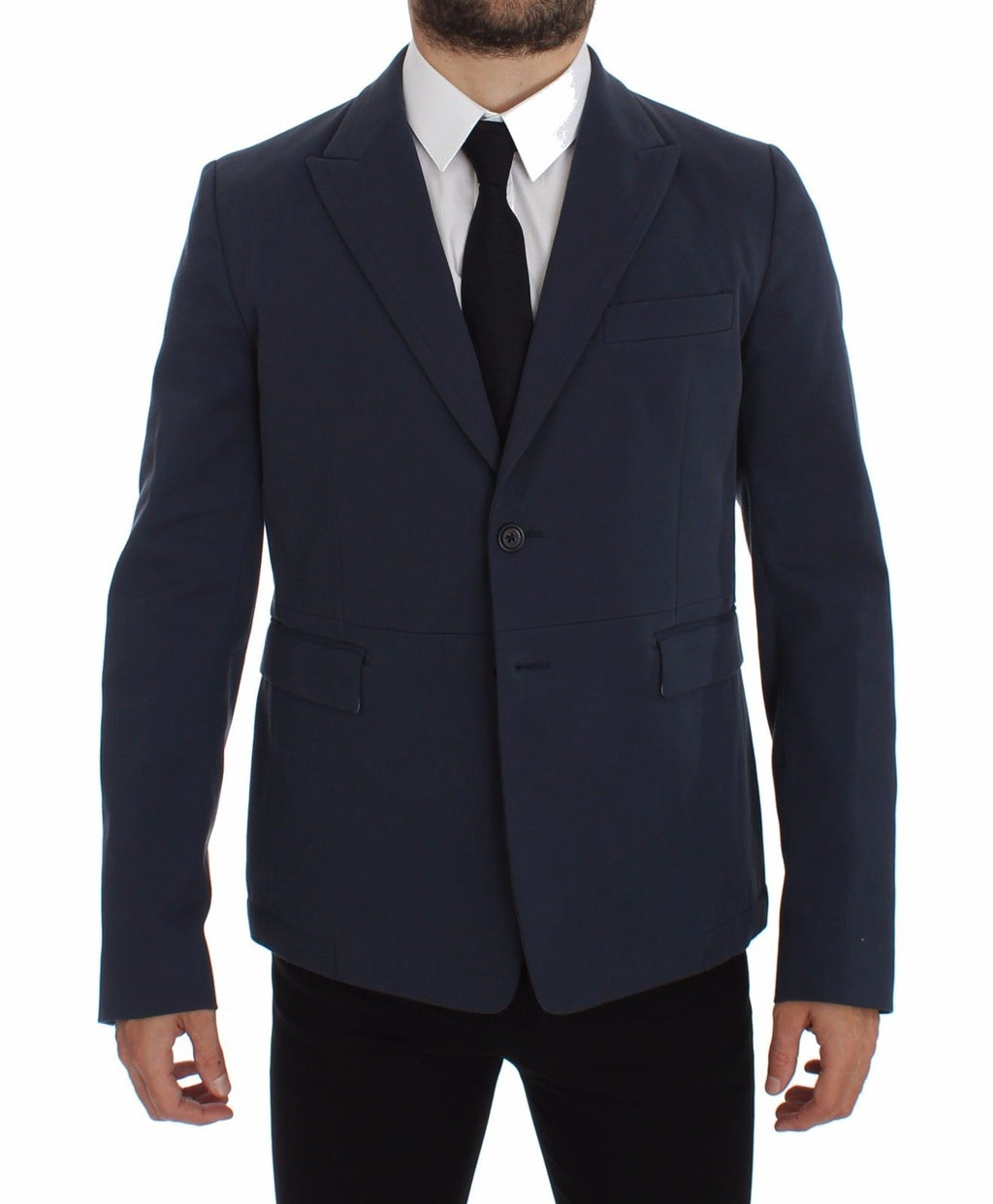 Blazer décontracté en coton stretch bleu de Dolce & Gabbana, style élégant et moderne pour homme.