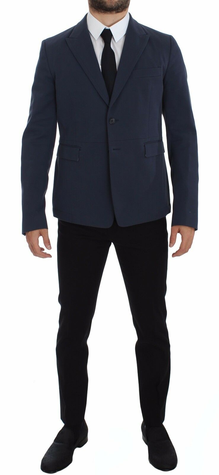 Blazer décontracté en coton stretch bleu de Dolce & Gabbana, veste élégante pour un style casual sophistiqué