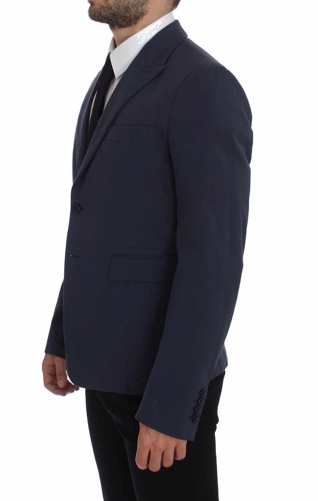 Veste blazer en coton stretch bleu de Dolce & Gabbana, style décontracté et élégant, vue en gros plan.