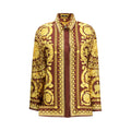 Chemise en soie à motif Bordeaux de Versace, design élégant avec logo distinctif.
