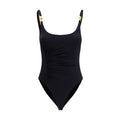 Maillot de bain une pièce noir en polyamide de la marque Versace, avec détails élégants et design sophistiqué.