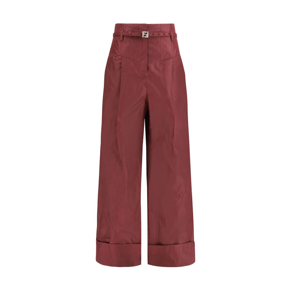 Fendi Bordeaux Seiden Freizeithose