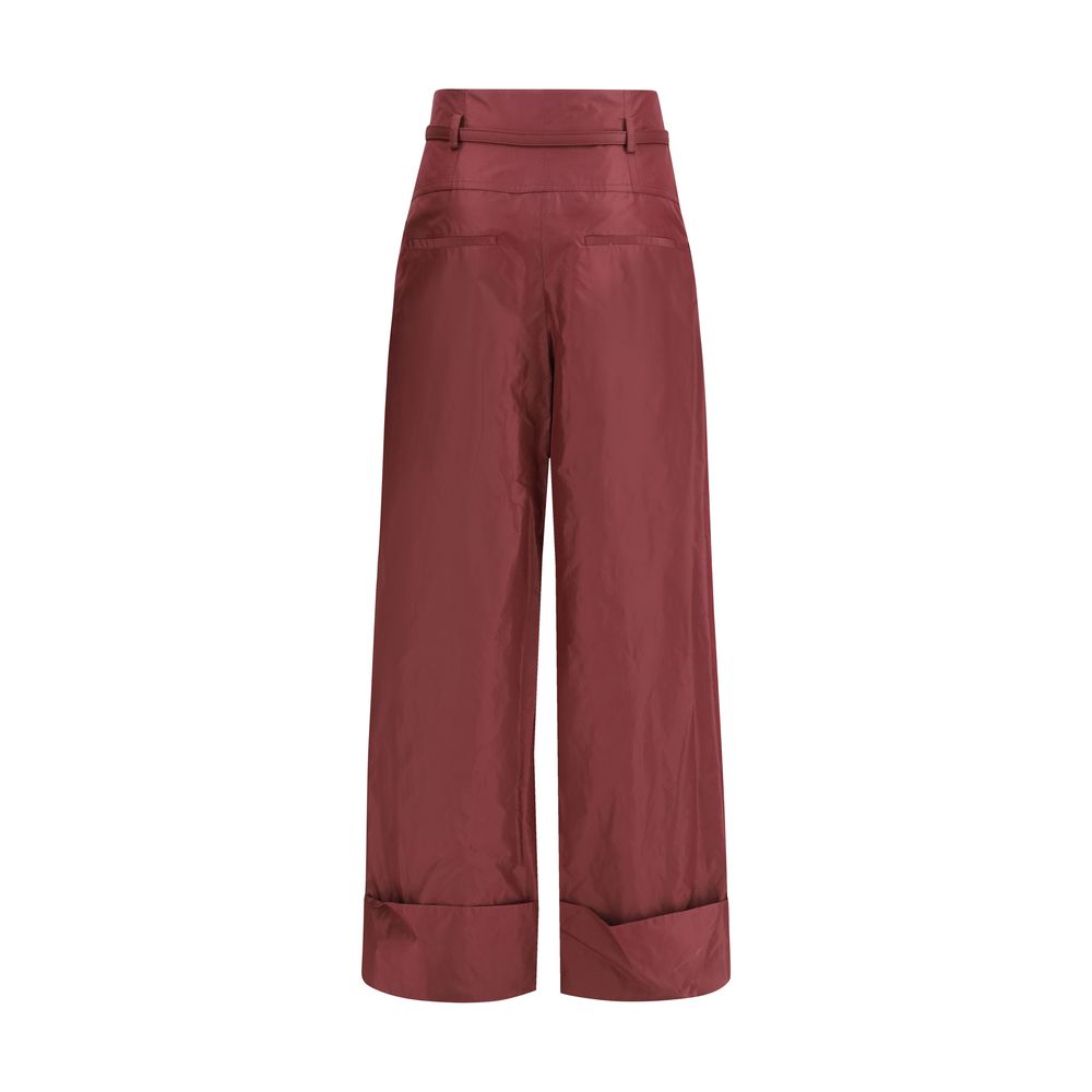Fendi Bordeaux Seiden Freizeithose