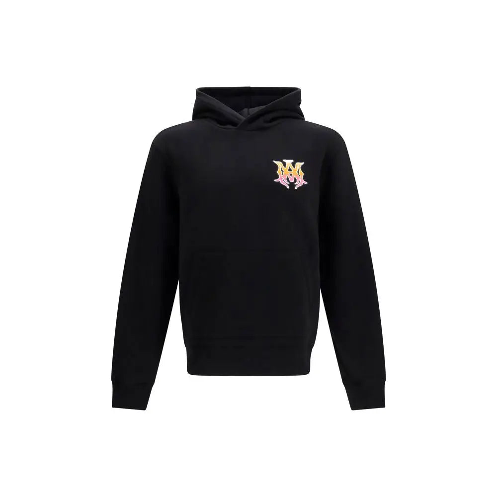 Sweatshirt amiri en coton noir avec petit logo brodé coloré sur la poitrine