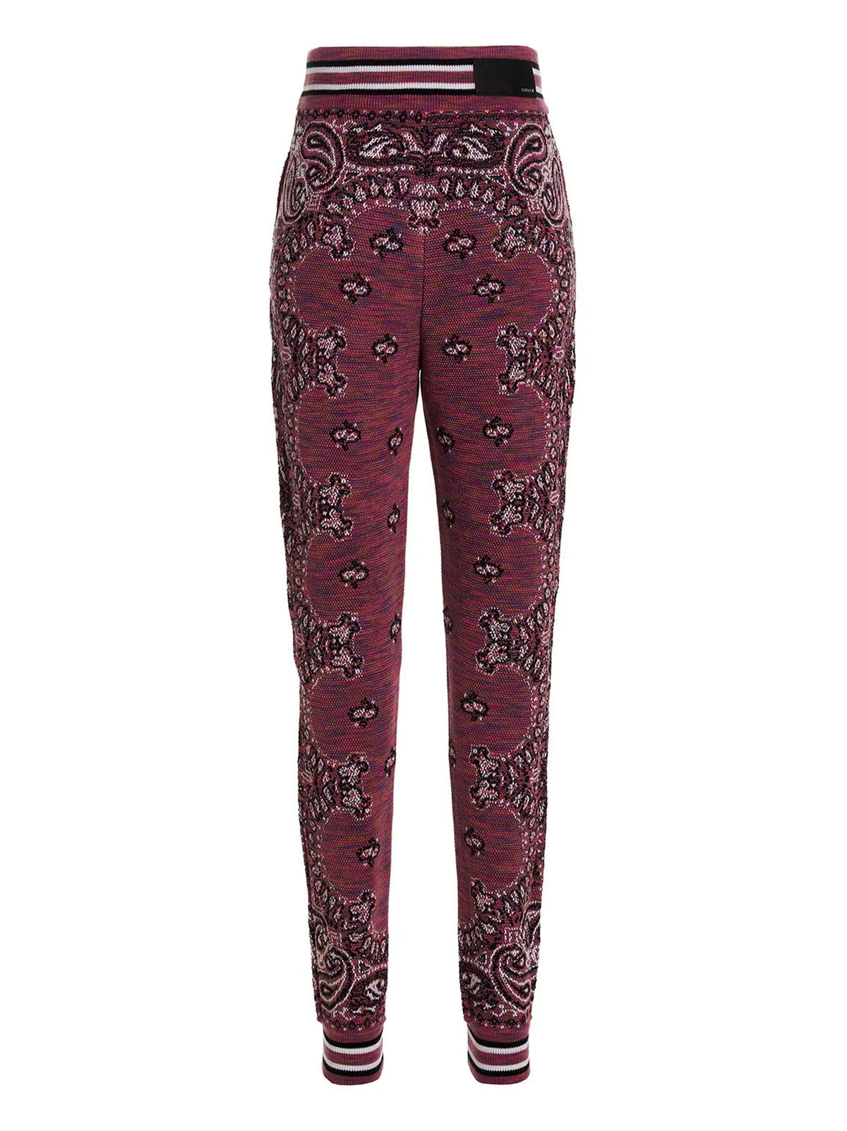 Amiri purple cotton joggers en maille avec motif cachemire marron et noir, poignets et taille rayés, pantalon d’entraînement
