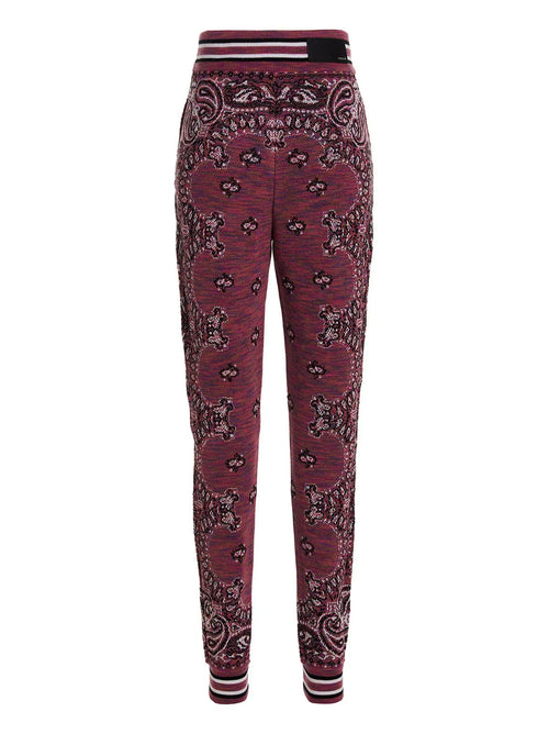 Amiri purple cotton joggers en maille avec motif cachemire marron et noir, poignets et taille rayés, pantalon d’entraînement