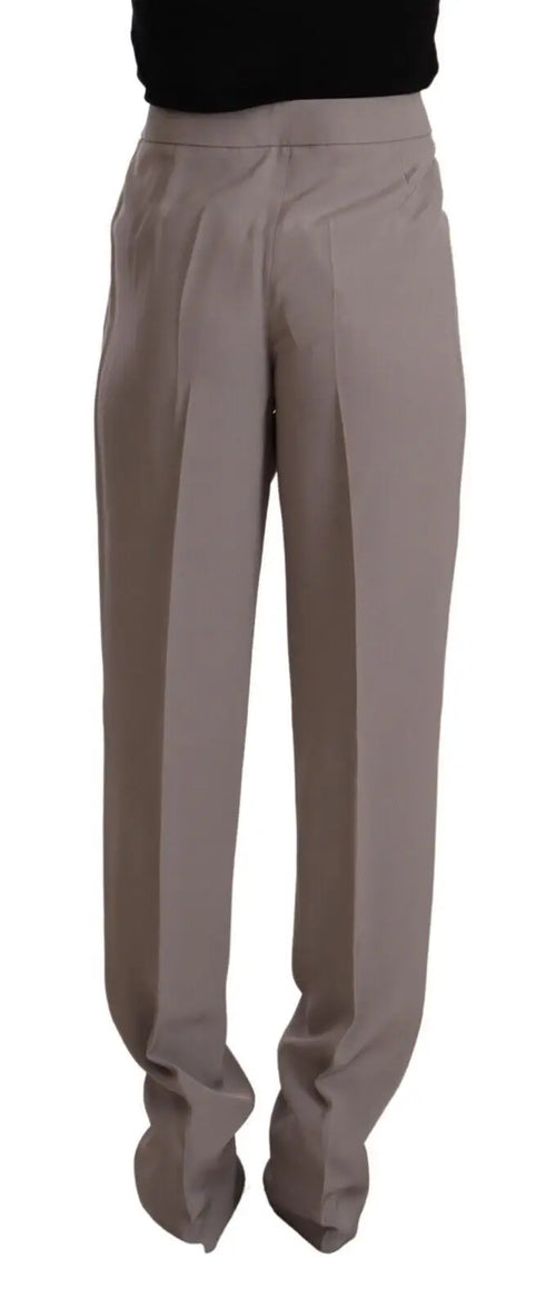 Beige pantalon en soie armani marron taille haute avec coupe fuselée et plis subtils verticaux