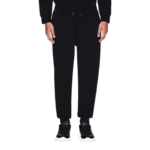 Black armani exchange bicolor cotton joggers with sleek tapered fit and ribbed cuffs for workout use
