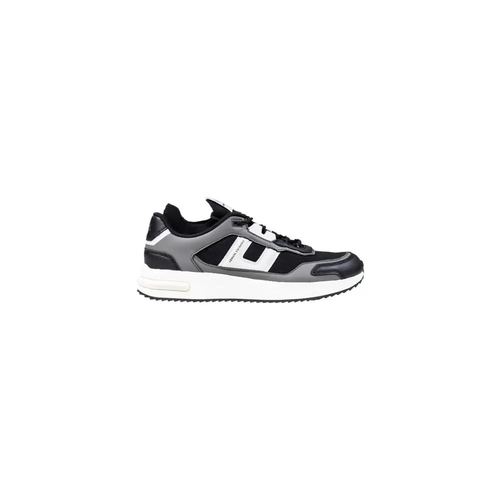Sneakers de sport armani exchange bicolor en polyester noir et gris avec accents blancs design moderne élégant