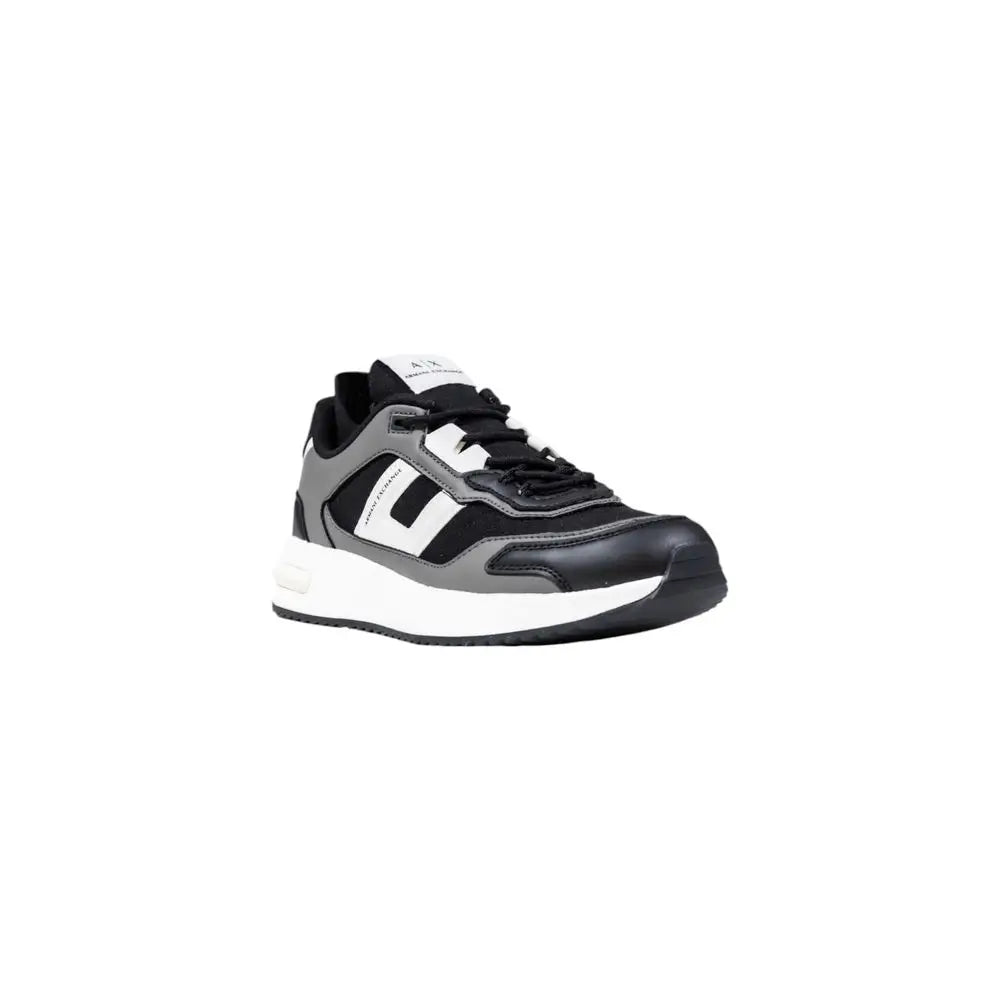 Sneakers de sport armani exchange bicolor en polyester noir et gris avec accents blancs et design épuré