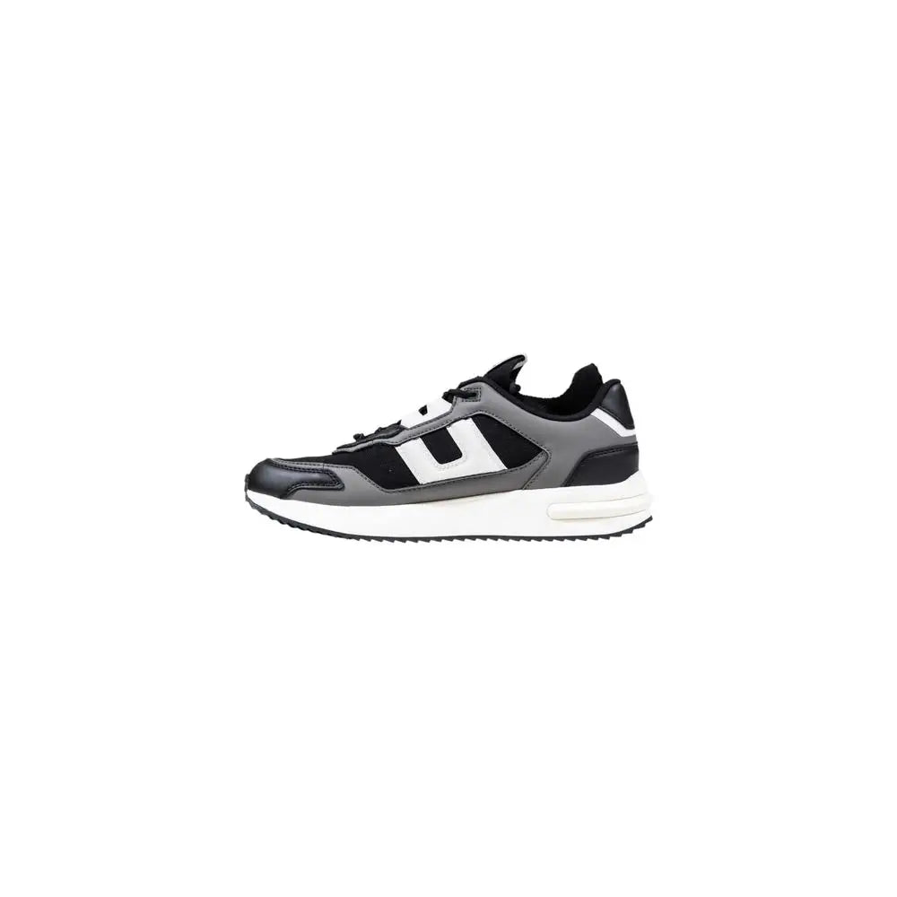 Baskets athlétiques armani exchange bicolor en polyester noir et gris avec détails blancs et tige en mesh respirant