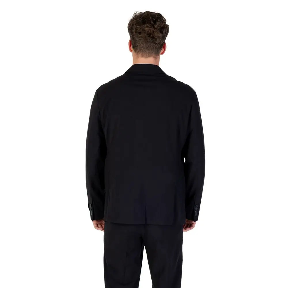 Veste armani exchange noire en lyocell vue de dos avec dos structuré et texture subtile