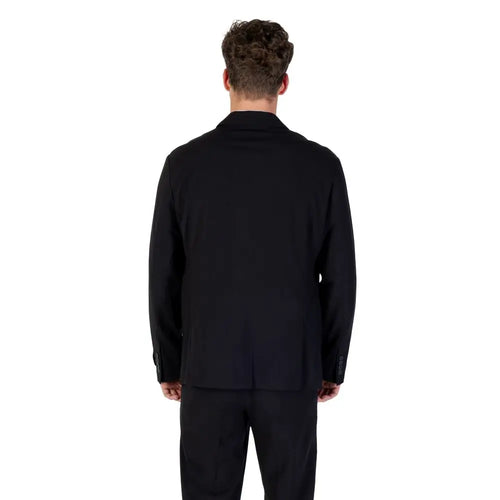 Veste armani exchange noire en lyocell vue de dos avec dos structuré et texture subtile