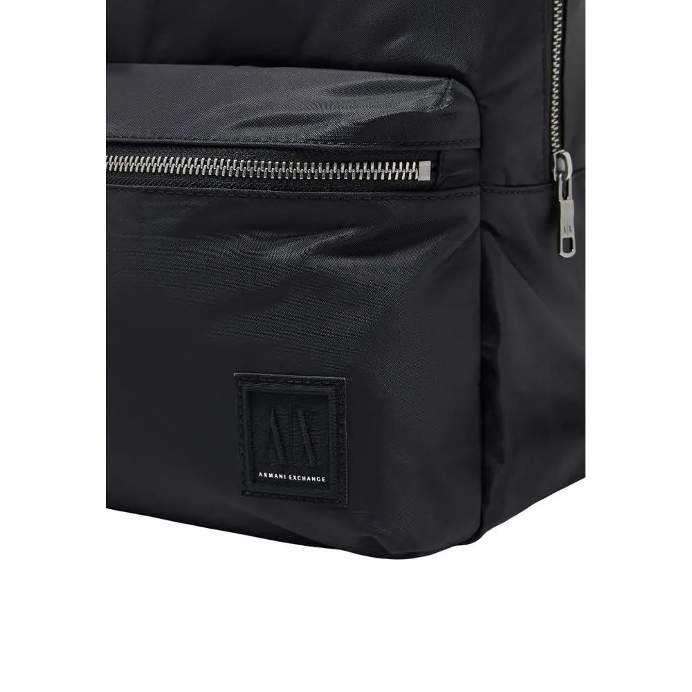 Sac à dos armani exchange noir en polyamide avec finition en nylon texturé et fermetures éclair argentées