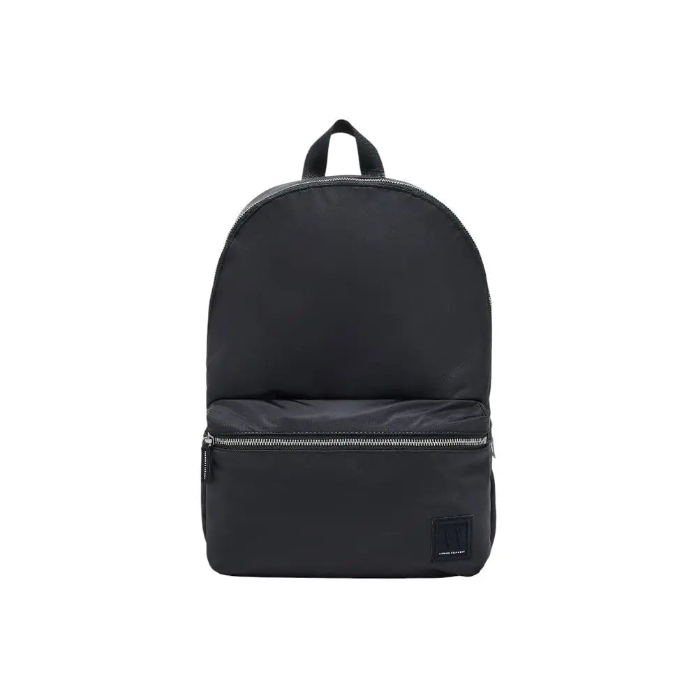 Sac à dos noir en polyamide armani exchange avec poche avant zippée et patch de marque discret