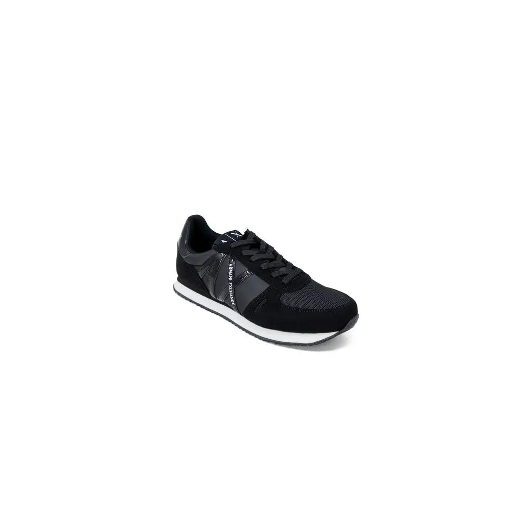 Sneakers athlétiques armani exchange noires en polyester avec dessus en mesh et suède et semelle en caoutchouc blanc