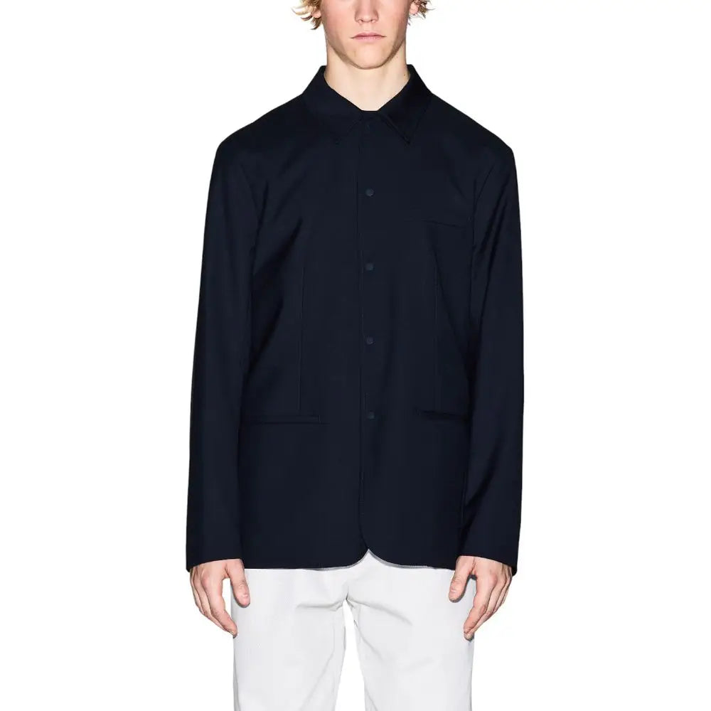 Veste noire armani exchange en polyester avec col montant et deux poches avant