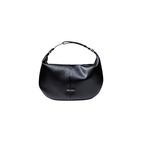 Sac hobo noir en cuir avec design minimaliste et plaque logo armani exchange en polyester