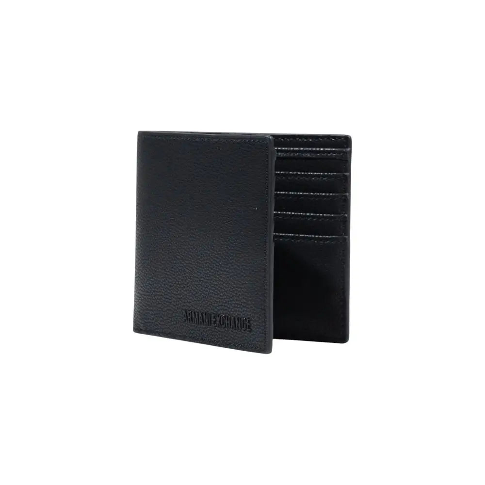 Portefeuille armani exchange noir en polyester avec surface texturée en cuir et plusieurs emplacements pour cartes