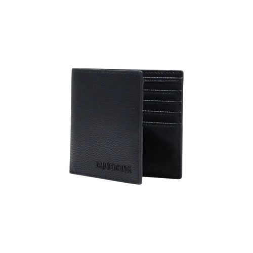 Portefeuille armani exchange noir en polyester avec surface texturée en cuir et plusieurs emplacements pour cartes